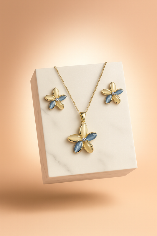 Riyaas Floral Gold Plated Pendant Set for Women Daily Wear Party Look